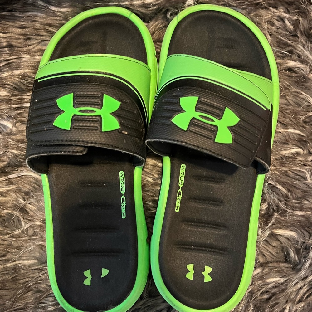 Under Armour Women Slide Sandals - Neon Green and Black